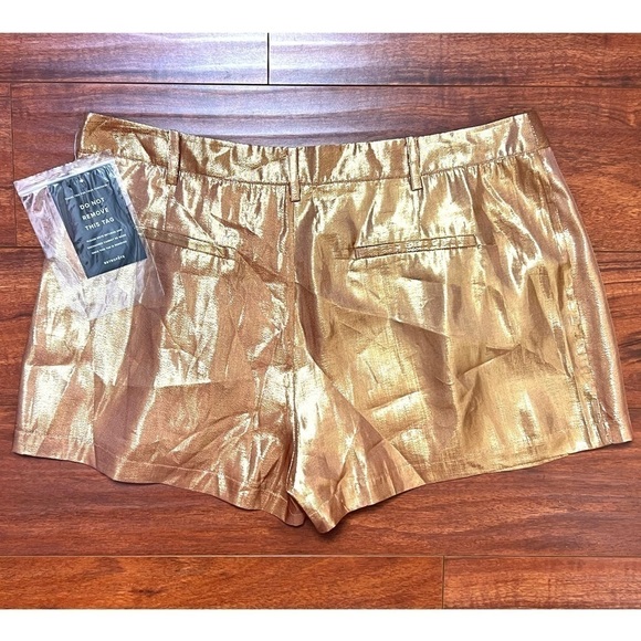 NWT RETROFETE Set Silk Metallic Chiffon High Waist Pleated Short & Bra Top XL - Picture 12 of 16